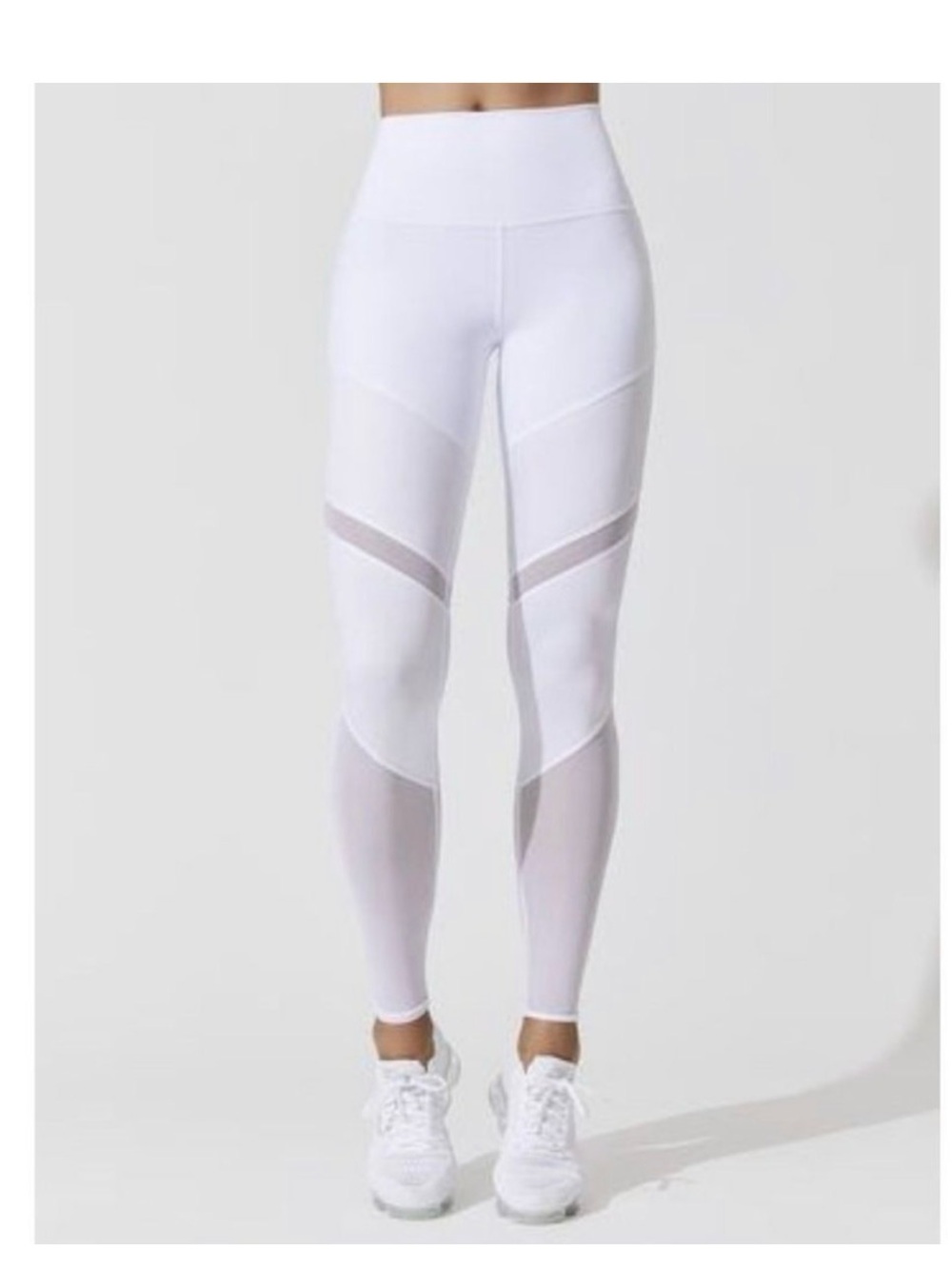 Alo Yoga Sheila Leggings White Glossy White Mesh Panel Size Medium